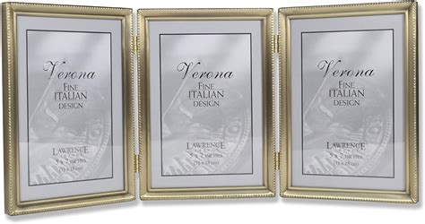 Lawrence Frames Antique Brass 5x7 Hinged Triple Picture Frame Bead Border Design Amazonca
