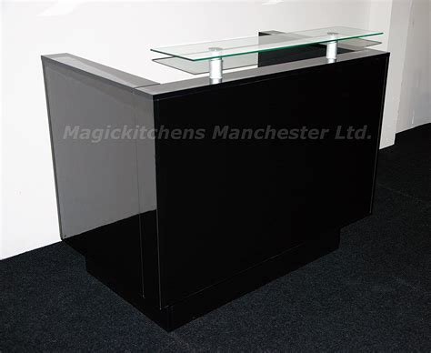 Reception Desk Black High Gloss 1200mm Glass Shelf Salon Barber Shop