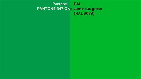 Pantone 347 C Vs Ral Luminous Green Ral 6038 Side By Side Comparison