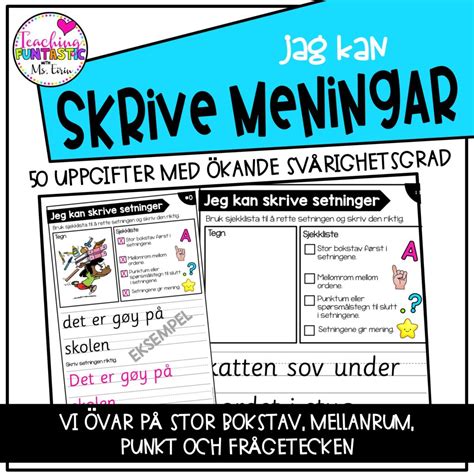 Jag Kan Skriva Meningar Teaching Funtastic