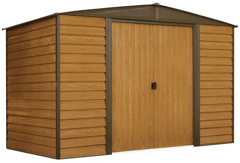 Arrow Woodridge Shed 10 X 6 Ft Steel Shed With Wood Finish For