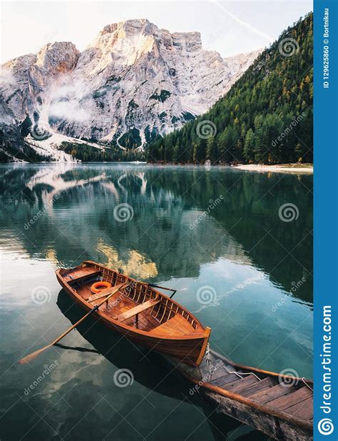 Braies Lake Pragser Wildsee In Dolomites Mountains Royalty Free