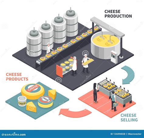 Cheese Production Illustration Stock Vector Illustration Of Eating