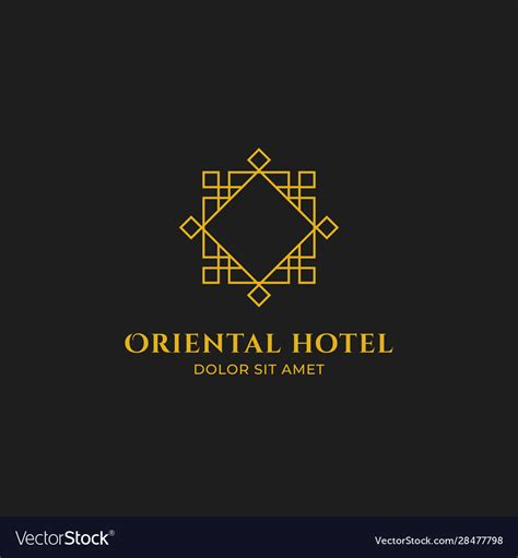 Oriental Hotel Logo With Eastern Outline Vector Image