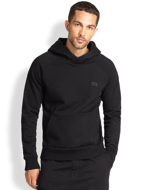 Ami Hooded Sweatshirt In Black For Men Lyst