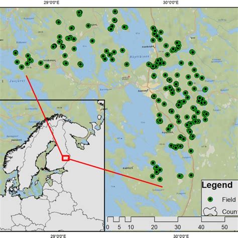 Map Of The North Karelia Region Finland Study Area Download