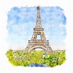 Torre eiffel parís francia acuarela dibujo dibujado a mano ilustración ...