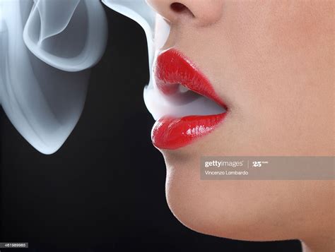 Red Lips With Smoke High Res Stock Photo Getty Images