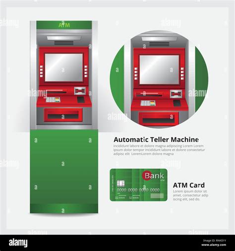 Atm Automatic Teller Machine With Atm Card Vector Illustration Stock