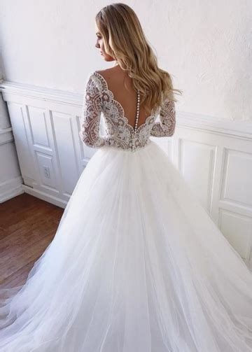 cheap alluring tulle jewel neckline a line wedding dresses with lace appliques and 3d flowers