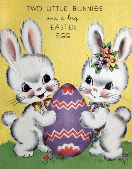 Cute Retro Easter Bunny Couple Click For Printable Card