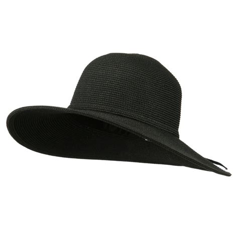 Upf 50 Solid Cotton Paper Braid Flat Brim Hat Black Flat Brim Hat