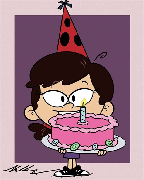 A Cartoon Character Holding A Pink Birthday Cake