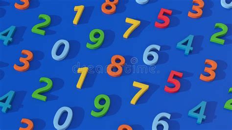 Group Of Colorful Numbers Blue Background Abstract Illustration 3d