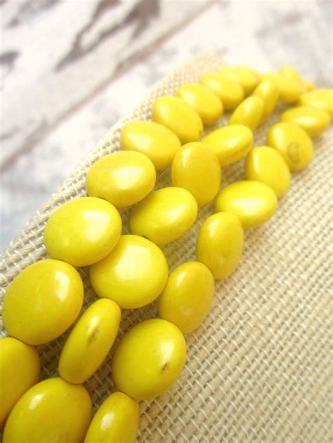 Yellow Turquoise Statement Necklace Triple Strand Yellow Etsy