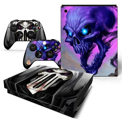 Faceplates Decals And Stickers 171668 Xbox One X Cool Skull Console And 2 Controllers Decal