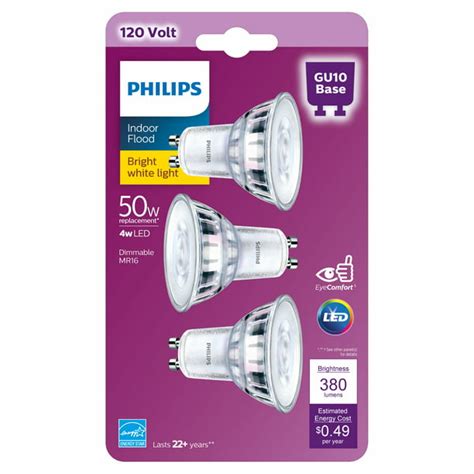 Philips Led 50 Watt Mr16 Indoor Spotlight Light Bulb Bright White