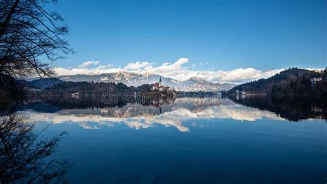 Bled Lake Slovenia Landscape Apls Mountains Behind Stock Image Image
