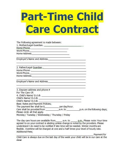 Child Care Contract Word Doc Sample Contracts