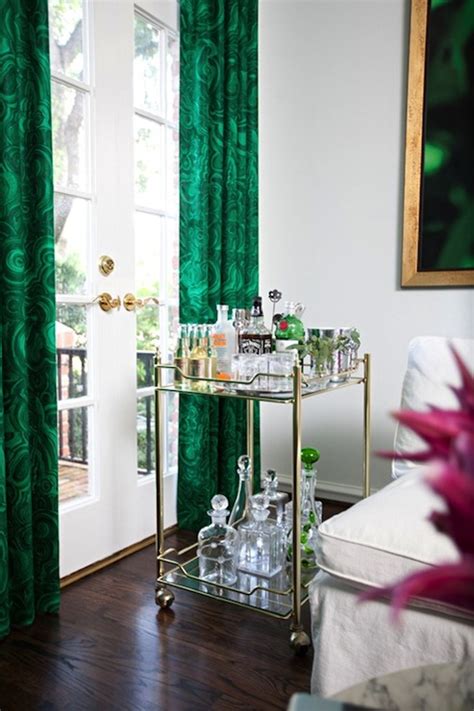Emerald Green Drapes Hollywood Regency Living Room