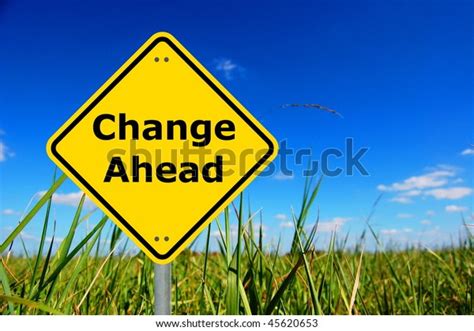 Yellow Change Ahead Road Sign Copyspace Stock Photo Edit Now 45620653