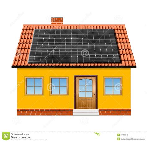 Small House With Solar Panel Royalty Free Stock Images