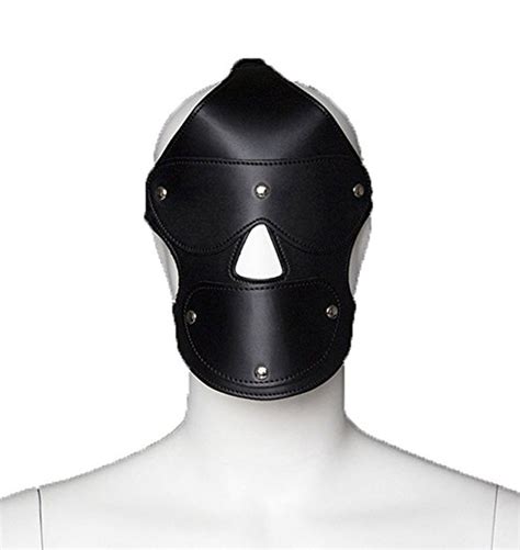 Leather Sex Mask Men With Open Mouth Gag Fetish Head Harness Bondage