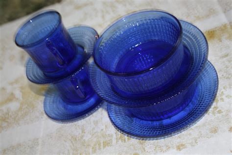 Vintage Mexico Made Cobalt Blue Glass Dinnerware Serving Bowl Etsy