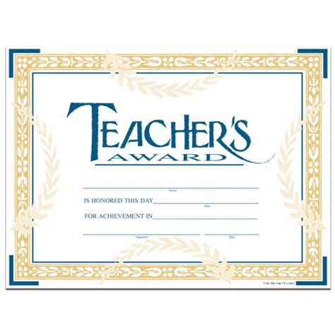 Teachers Award Certificates Package Of 10recognition Awards At