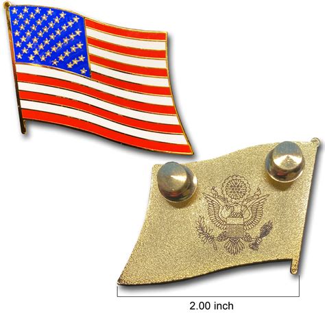 Large Cloisonné American Flag Lapel Pin With 2 Pin Posts And Deluxe Cl