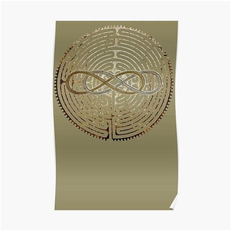 Lemniscate Double Infinity On Labyrinth Chartres Antique Metal Poster