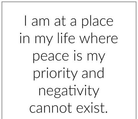 I Am At A Place In My Life Where Peace Is My Priority And Negativity