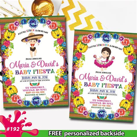 Fiesta Baby Shower Mexican Invitation Fiesta Señorita Señor Etsy
