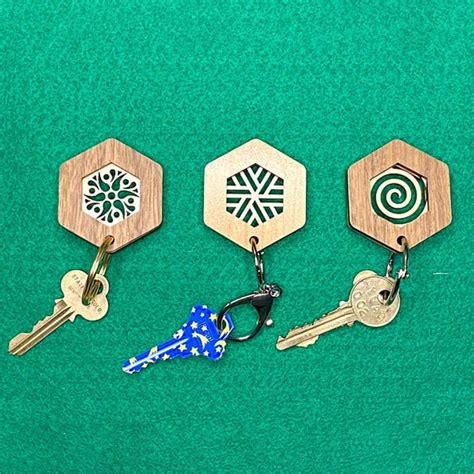 Hexagonal Key Fobs With Three Motifs Glowforge Shop