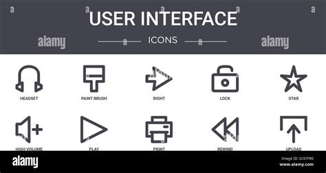 Interfaz De Usuario Concepto De Línea De Iconos Conjunto Contiene