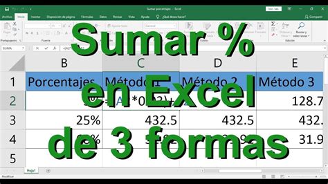 Sumar Porcentajes En Excel De 3 Formas Distintas Youtube