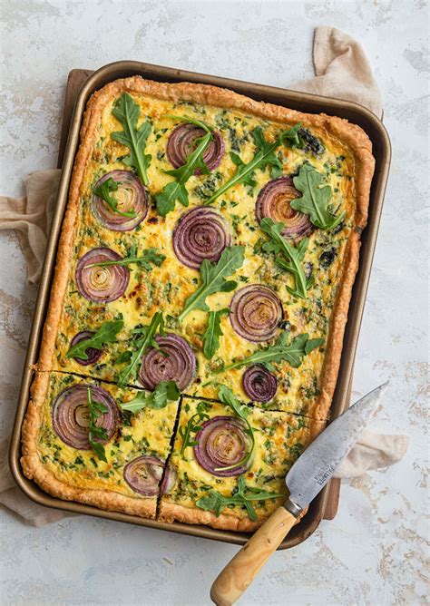 Spinach And Onion Sheet Pan Quiche Nourished Endeavors