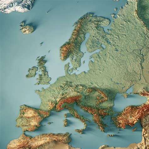 Detailed Topographic Map Of Europe Map Of World
