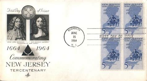 Commemorating New Jersey Tercentenary 1664 1964 Block Of Stamps First