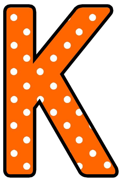 The Letter K Is Made Up Of Polka Dot Dots And Has An Orange Color With