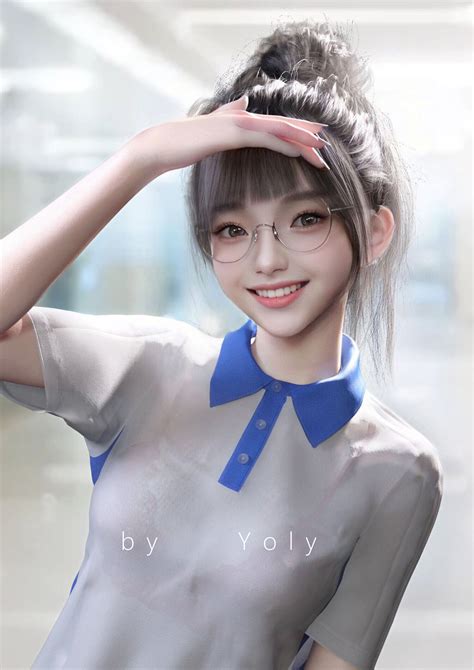 women, Asian, schoolgirl, Yoly, CGI, digital art, school, school