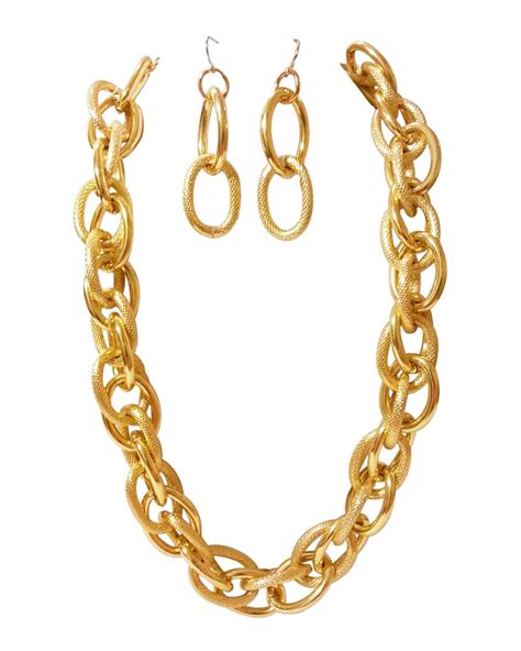 Chunky Gold Link Necklace With Matching Earrings Great For Work