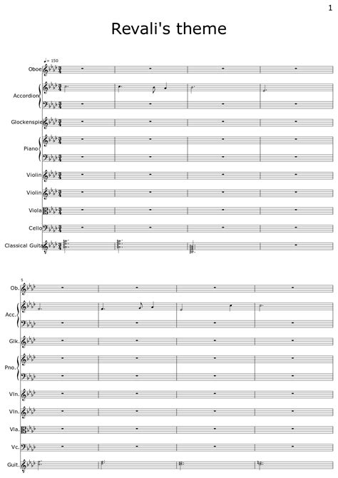 Revalis Theme Sheet Music For Oboe Accordion Glockenspiel Piano