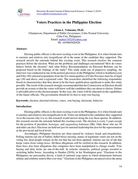 PDF Practices In The Philippine Election