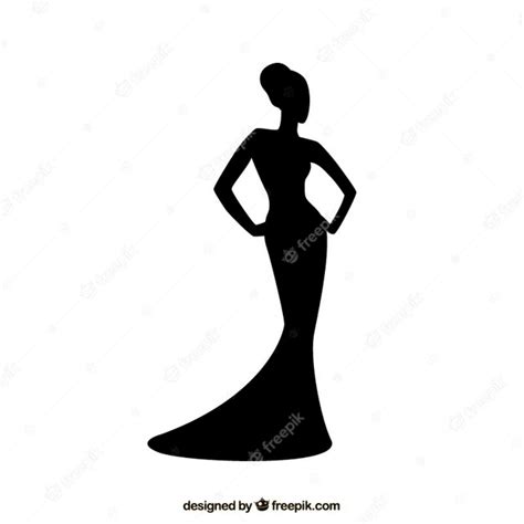 Woman Silhouette With Elegant Dress Vector Premium Download