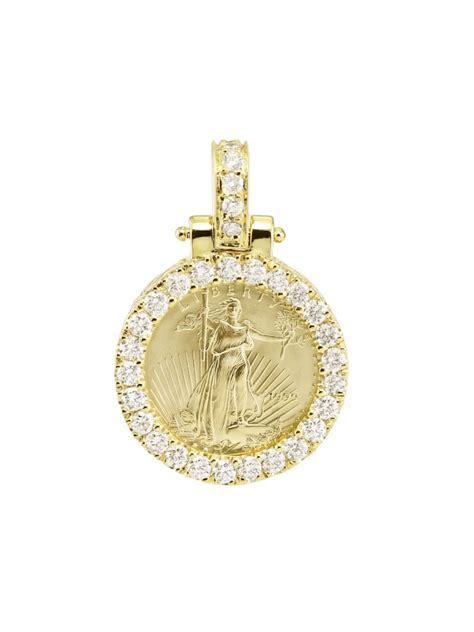 110oz Gold Diamond Lady Liberty Coin Pendant