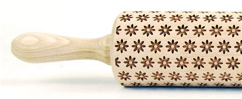 Spring Flower Embossing Rolling Pin Laser Engraved Rolling Pin