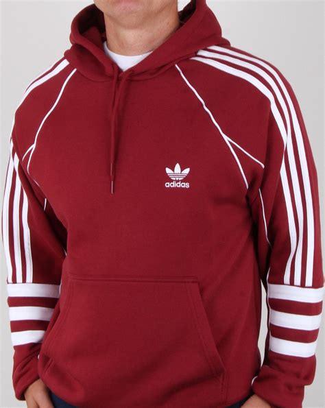 Adidas Originals Authentics Hoody Maroon Mens Trefoil Sweat Hood
