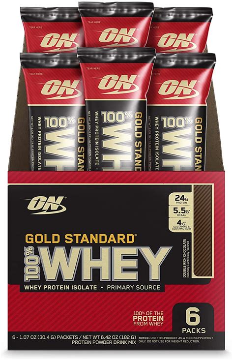Optimum Nutrition Gold Standard Whey Protein Powder Individual Stick Packs Double Rich