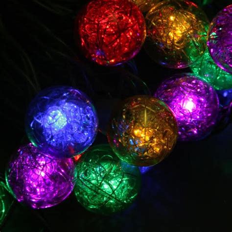 Set Of 25 Multi Color Tinsel Wide Angle Led G30 Globe Christmas Lights